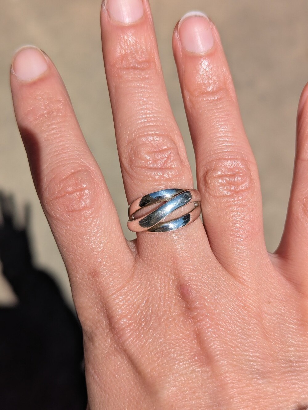 Vintage Sterling Silver 925 Mexico Triple Band Rolling Ring - Size 8